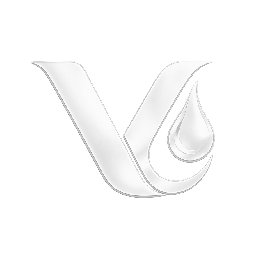 Velen Home logo — V water-drop mark