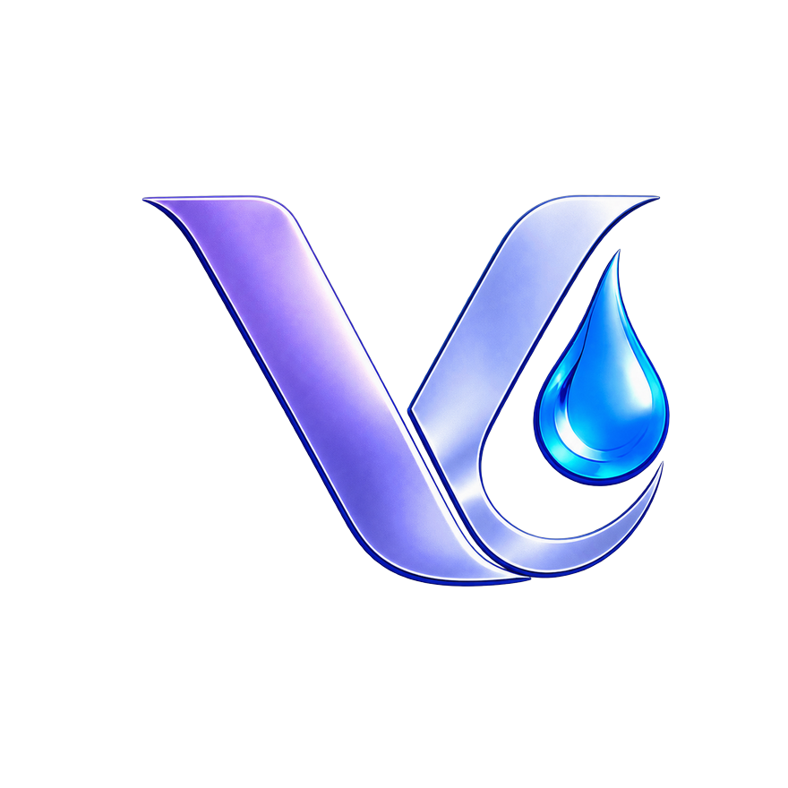 Velen Home logo — V water-drop mark